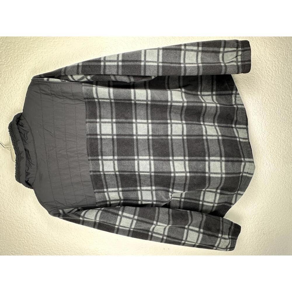 Men’s XL Columbia Gray Plaid Fleece Jacket Nylon Yoke Full Zip Outdoor - Picture 4 of 6